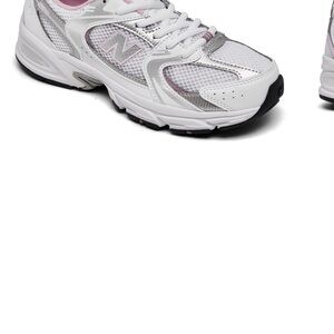 New Balance Women's Silver and Pink Sneakers